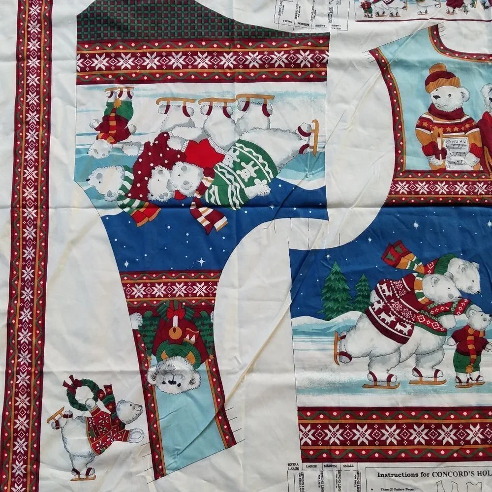 Concord Vest Kit “Holiday On Ice” Cut and Sew Panel Vintage XL, L, M, S Pattern